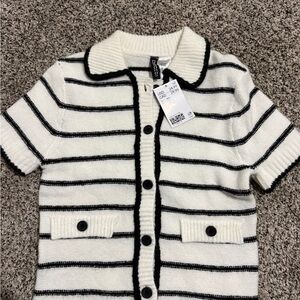 H&M Black and White Striped Button Down Shirt